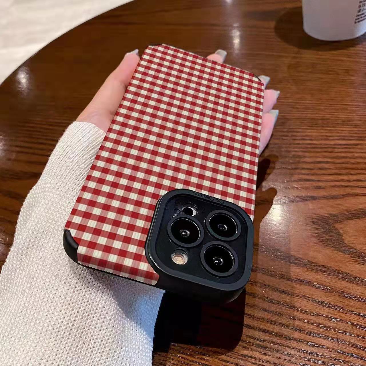 Lambskin Plaid Soft Full Cover Phone Case