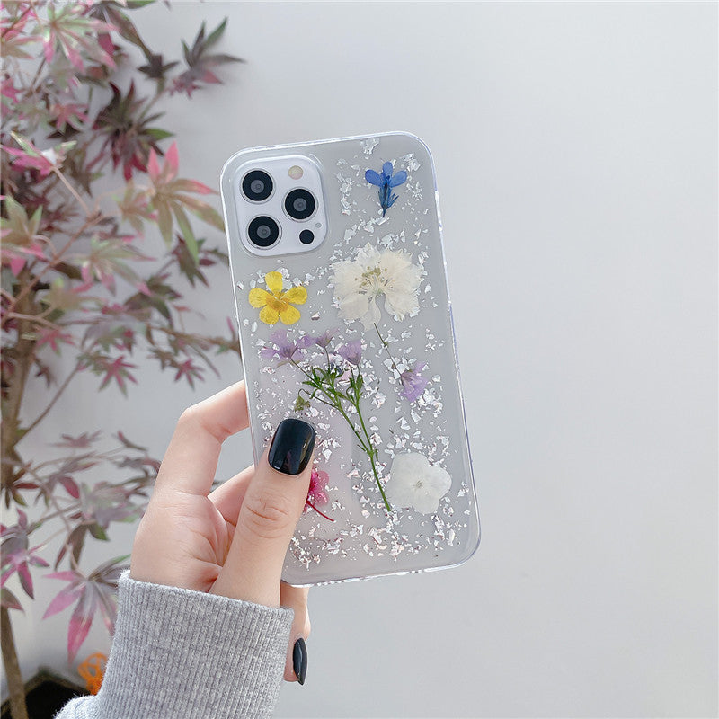 Silver Foil Dried Flowers Epoxy Resin Decoration